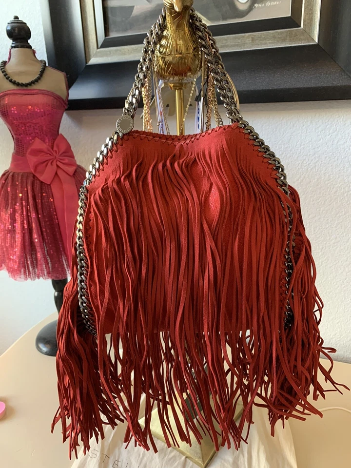 Stella McCartney Mini Falabella Red Fringe Crossbody