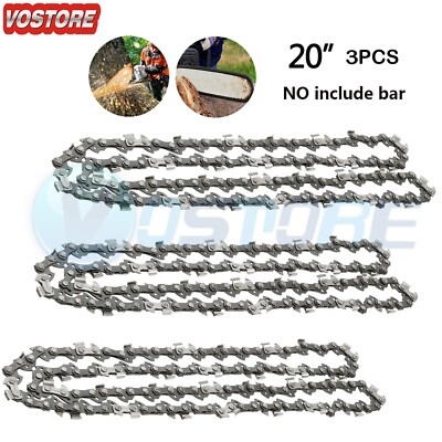 3PCS 20'' inch 3/8''-050-72DL Chainsaw Saw Chain Blade 3/8''LP .050 Gauge 72 DL