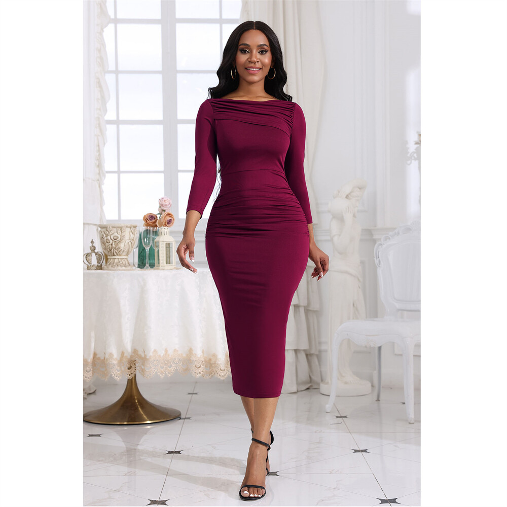 blue dress for baby girl Ashton Off Shoulder Velvet Long Sleeve Bodycon Dress main image 0