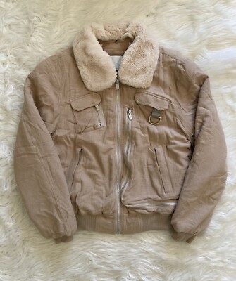 Heliot Emil Aviator Shearling Fur Flight Jacket Tan Beige Small | eBay