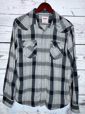 Levi's Men's Long Sleeve Collared Plaid Western Pearl Snap Button Up Shirt SZ M