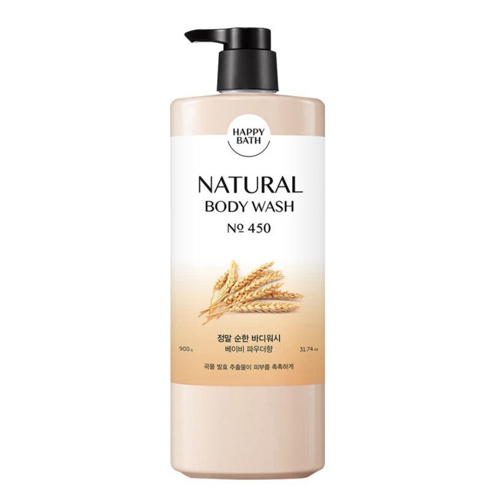 Happy Bath Natural Body Wash Grain Baby Powder 900ml Moisturizing