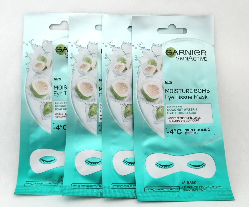 Garnier Skin Active Moisture Bomb Eye Tissue Mask 6 g x 4 (Lot of 4)