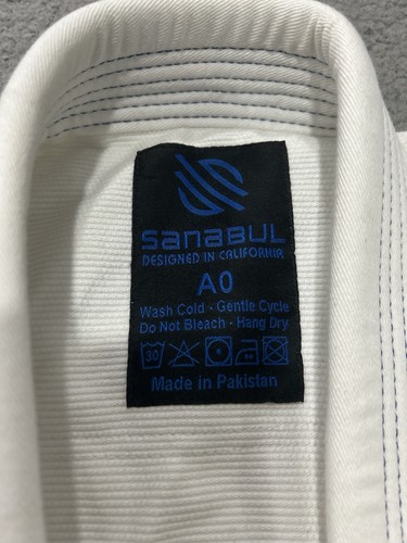 Sanabul Gi Top Brazilian Jiu Jitsu Size A0 White Embroidery Martial Arts MMA - Picture 5 of 11