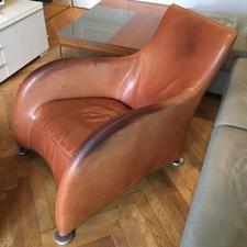 MONTIS Fauteuil  Loge, lounge chair vintage en cuir brun par Gerard van den Berg