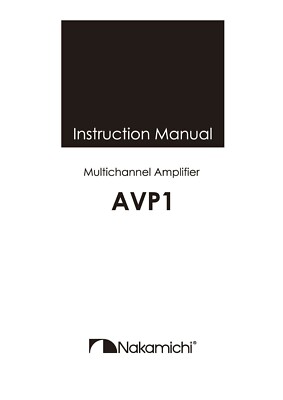 Bedienungsanleitung-Operating Instructions für Nakamichi AVP 1