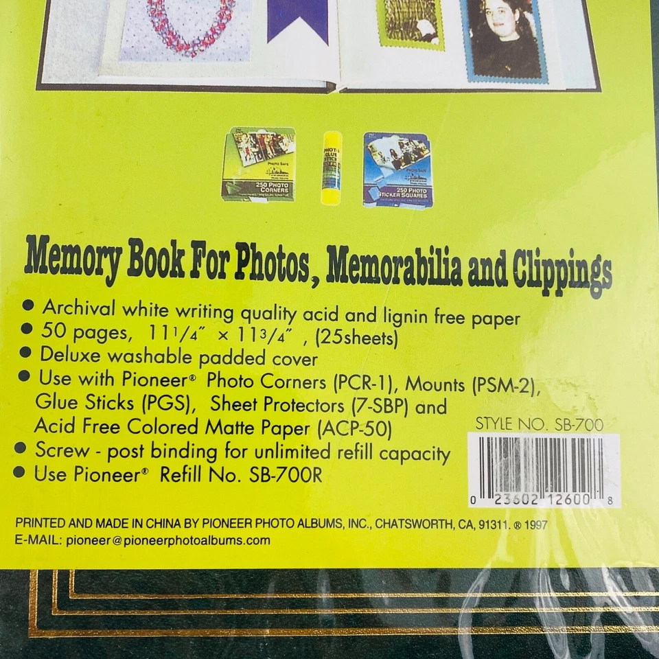 Pioneer Scrapbook Lot 12x12 Green Post Style Album SB-700R Refills Darice Pages - Image 3 of 4