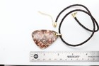 14k  Jasper Necklace Pendant Solid Yellow Gold & Leather Natural Stone Birds Eye — photo 2