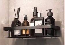 Black Shower shelf, Aluminium bathroom organizer for toiletries and accessories