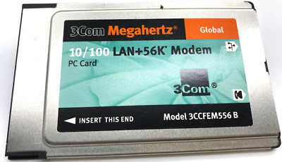 3Com MEGAHERTZ 10/100 LAN + 56K MODEM PC Card Model: 3CCFEM556 B #WL32