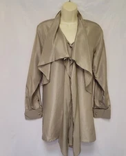 Apart  Speigel Dead Stock Wmn's M Taupe 100% Silk Blouse Long Sleeve Button Up 