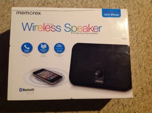 Reproductor de audio negro Memorex Muelles y mini altavoces para Apple