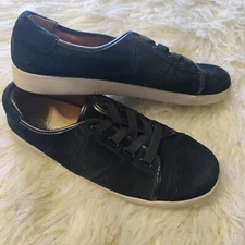Vionic 9.5 Jean Suede Black Slip on Elastic Laces Low Top Sneakers Womens 