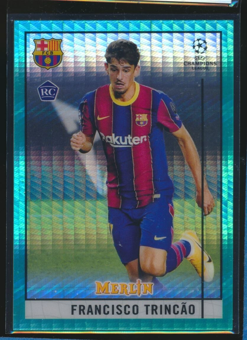 2020-21 Topps Merlin Chrome Aqua Prism #62 FRANCISCO TRINCAO Rookie RC Barceolna