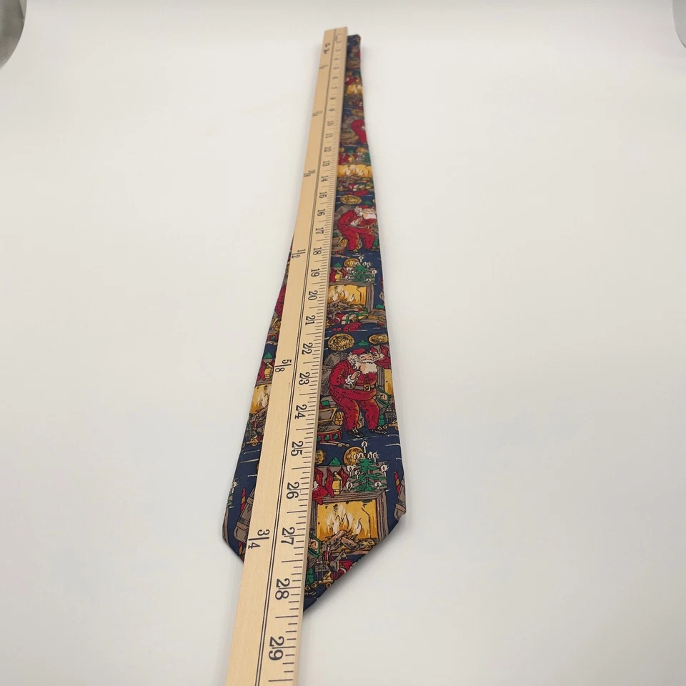 Vintage Robert Talbott Neck Tie 3.5" Silk Santa Christmas Holiday Made In USA - Image 4 of 4