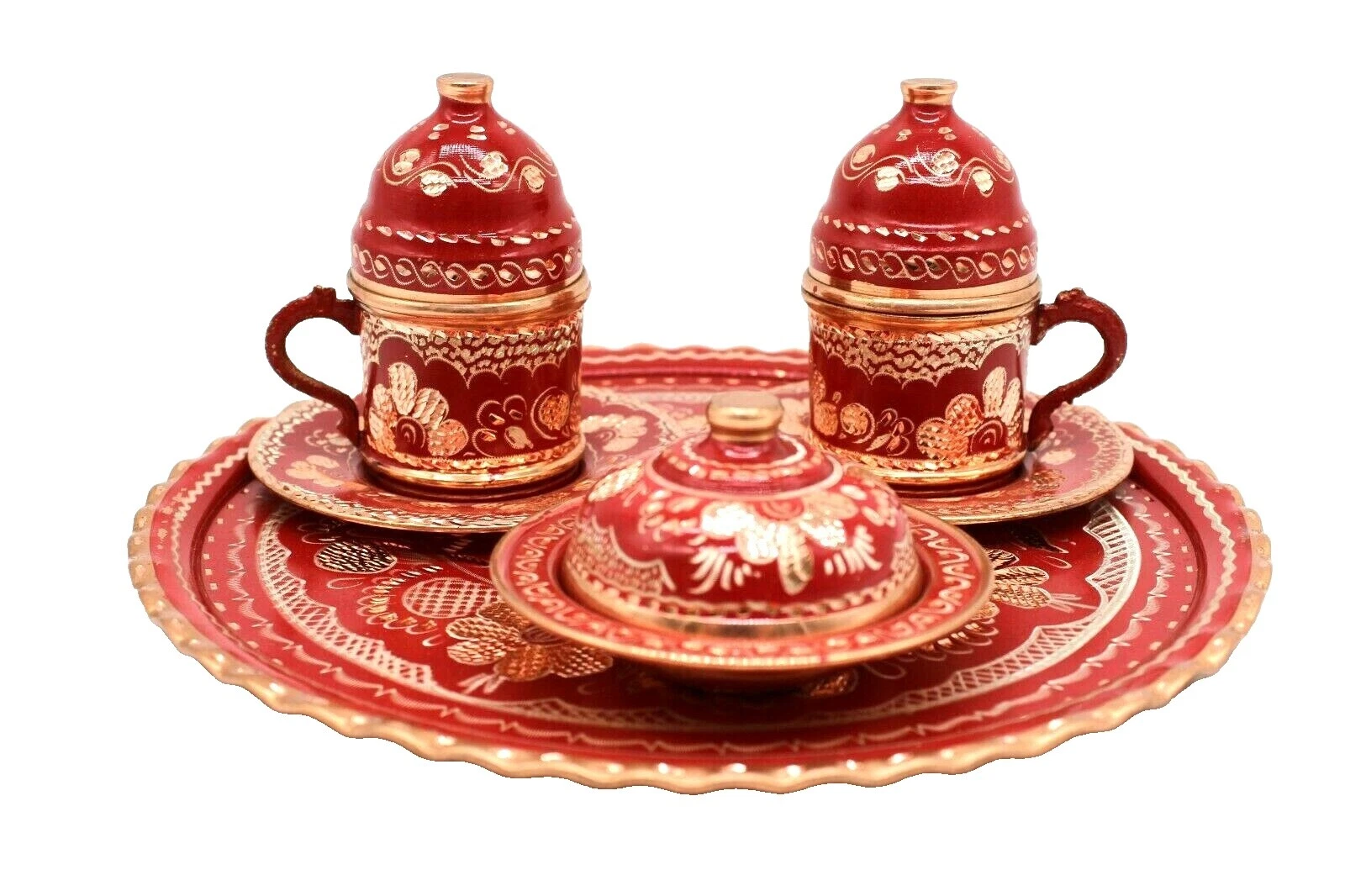 Juegos de Café Completo Floral de cobre