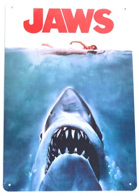 Jaws Movie Poster Vintage Reto Look Metal Tin Sign Wall Art
