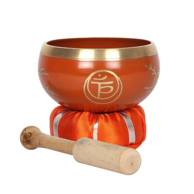 Etwas anderes Messing Klangschale mit Stab und Kissen 10 cm Sakralchakra