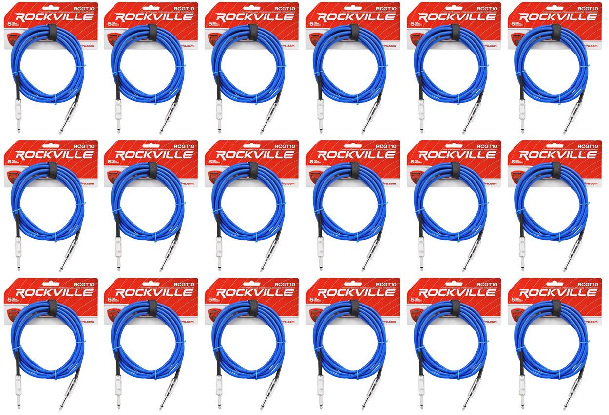 18 Гитарный/инструментальный кабель Rockville RCGT10BL 10 от 1/4 TS до 1/4 TS