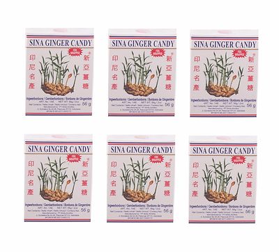6 x 56g SINA Ingwer Bonbons Ginger Candy Bonbon Gingerbon Ingwerbonbons 6er Pack