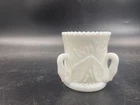 vintage westmoreland milk glass 3 swan cat tails toothpick holder