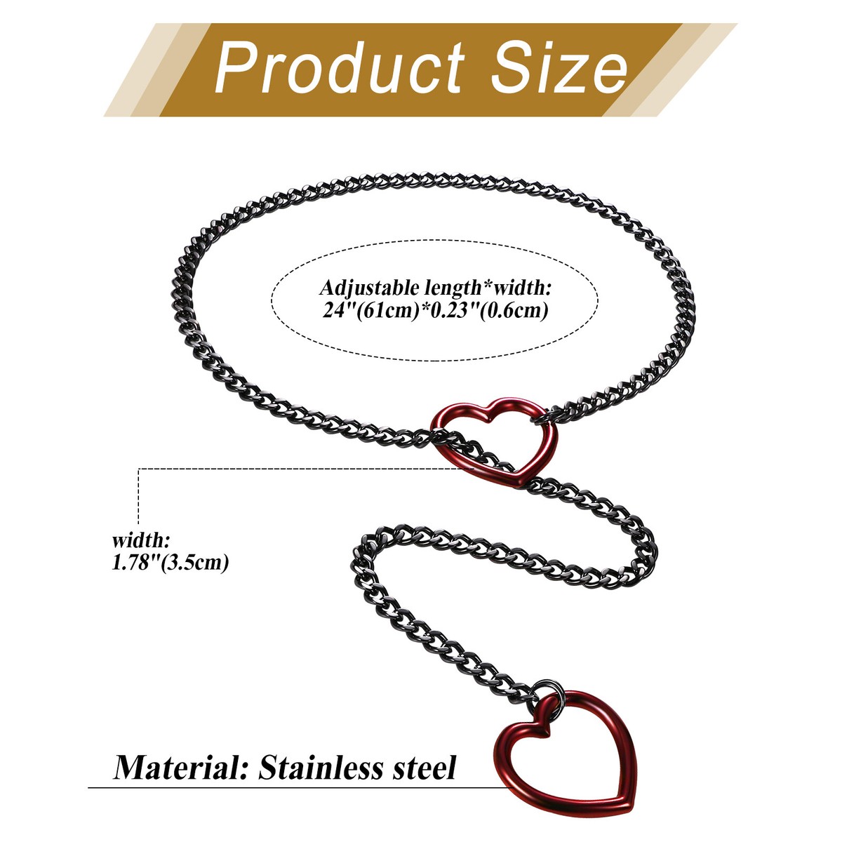 ThatDripTho Heart O-Ring Slip Chain Necklace for Summer Holiday Party Handmade Punk Rock Style Adjustable