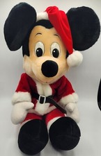 Vintage Disney Christmas Mickey Mouse Plush Santa Stuffed Doll Toy Large 23  