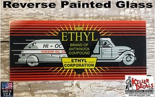 HUDSON ETHYL AD GLASS 5" X 9 7/8" TOKHEIM 36b SIDES BENNETT 76 SIDES GAS PUMPS