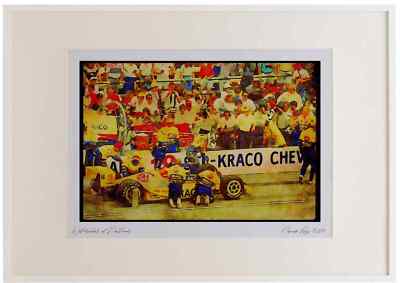 Autorennen 325040 Bobby Rahal, Pit Stop, Indy 500 Aquarell Bilderrahmen Ltd