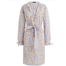 J. Crew Floral Print Dress Tie Neck Long Sleeve Belted XS