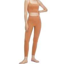 Yoga Pants Womens L Yellow Leggings High Waisted Tummy Control Workout Pants OC4