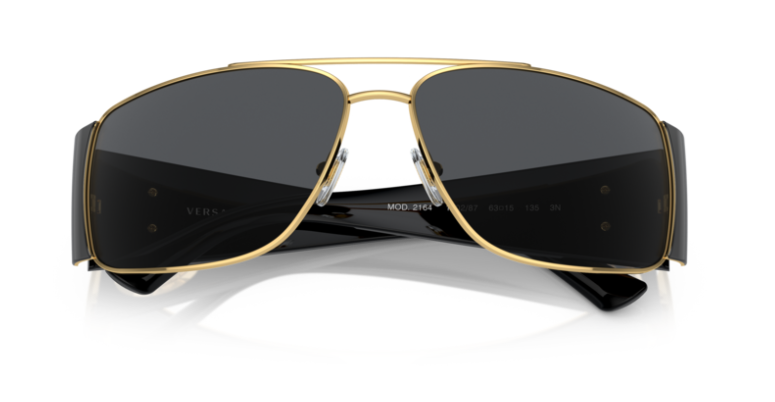 Versace 0VE2163 Sunglasses 100287 Gold Grey metal Rectangular Versace 0VE2163 Sunglasses – Beverly Hills Eyewear main image 4