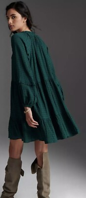 Mare Mare x Anthropologie Anne Kelly Green Tiered Tunic Dress Size Extra  Small | eBay