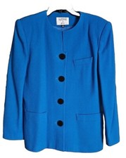 KASPER ASL Womens 14 Bright Blue Button Up Blazer Jacket Wow