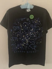 NWT S Smithsonian Starry Night T-shirt Glow Dark Constellation Astronomy Small