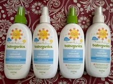 Lot of 4 Babyganics SPF 50 Mineral Sunscreen Spray Pediatrician Tested 6oz NEW