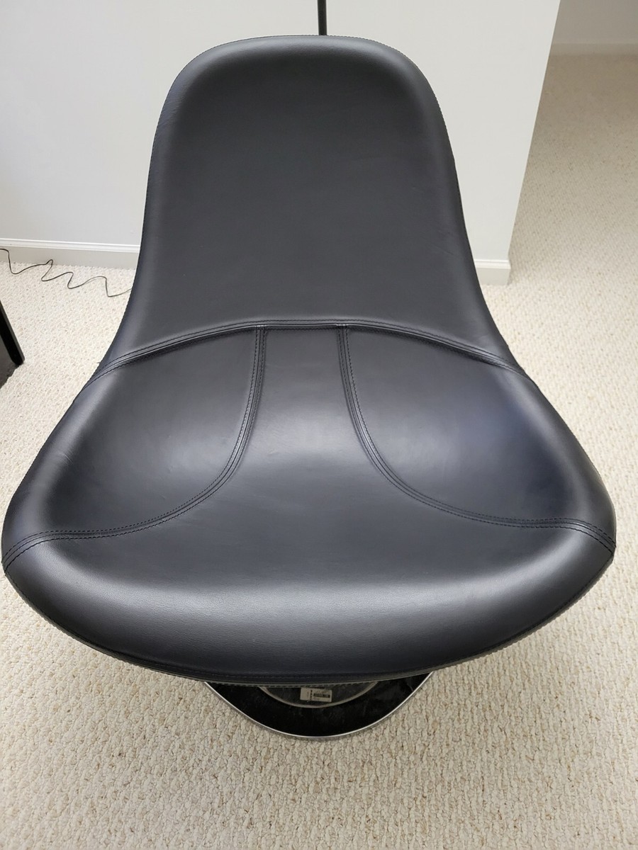 One vintage IKEA Tirup leather swivel egg chairs Mid-century