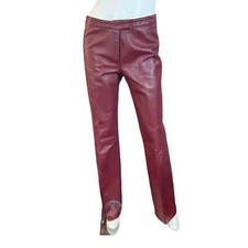 Y2K Vintage Merlot Red Leather Straight Leg Pants by 5 48