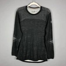 Smartwool Intraknit 200 Wool Blend Long Sleeve Base Layer Pullover L Black Gray
