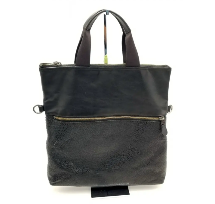 Coach LARGE F11241 Charles Black Fold Over Whipstitch Detail