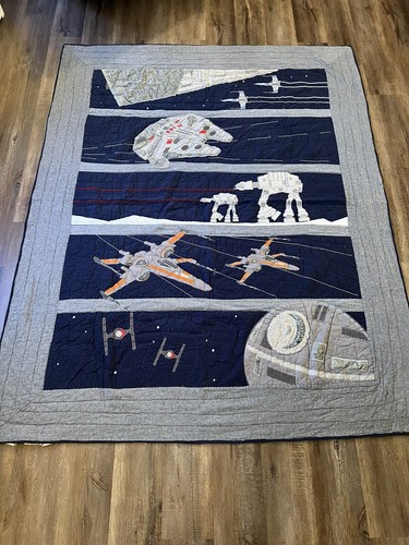 Pottery Barn Kids Embroidered Star Wars Twin Size Quilt Bedspread