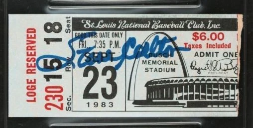 HOF Steve Carlton 300th Win Signed Baseball Game Ticket PSA 7 DNA Certified 10 - Image 2 of 4