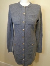 ZARA BRAND NEW GREY KNIT BUTTON FRONT DRESS WITH POCKETS - SIZE MEDIUM