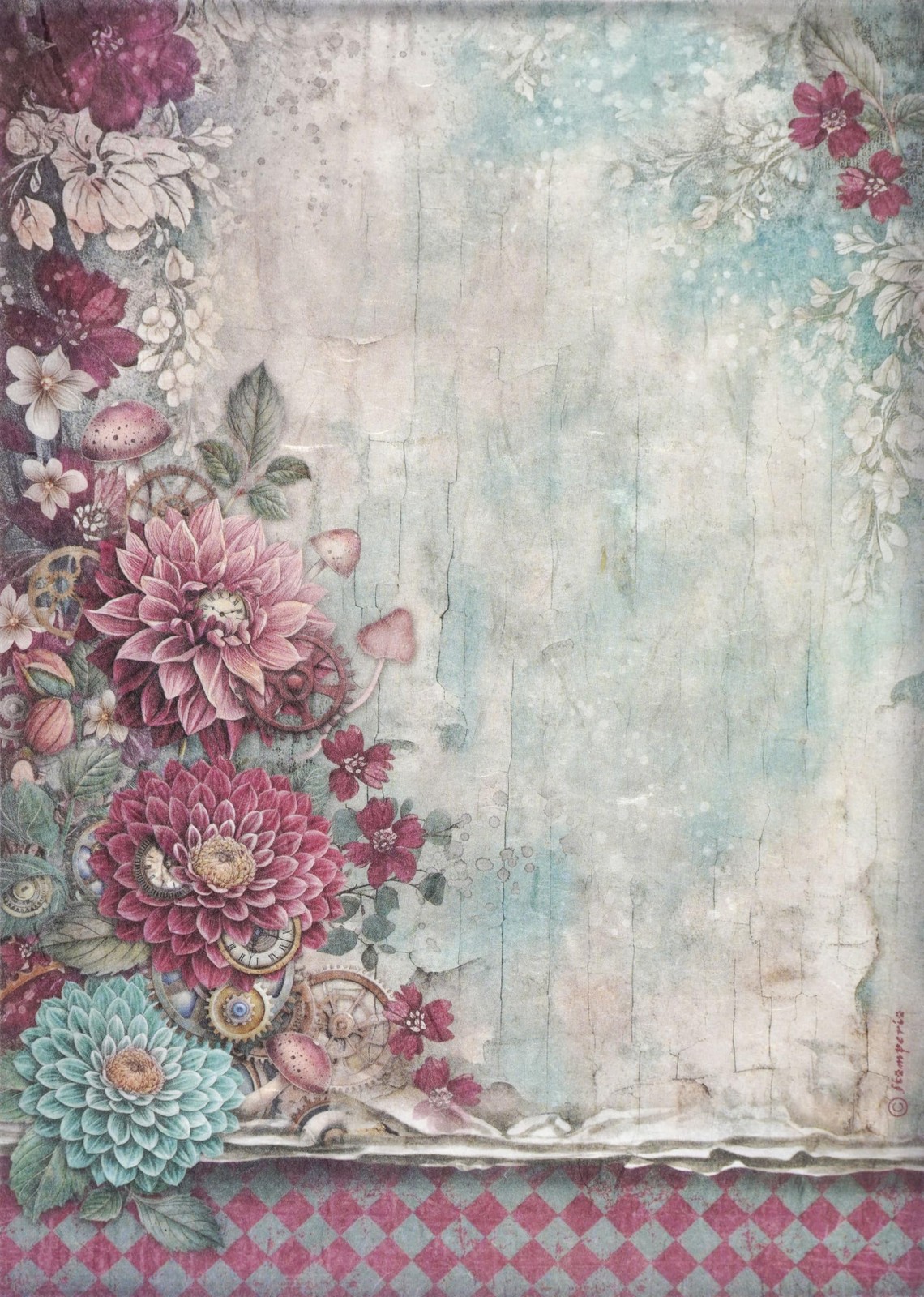 Stamperia A4 Rice Paper for Decoupage - ''Master of Magic Peony'' - Vintage Flor