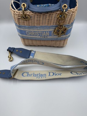 Christian Dior Lady Medium Wicker Handbag Shoulder Bag Basket