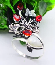 925 Sterling Silver Moonstone Gemstone Handmade Jewelry Cuff Bracelet -ADJ"