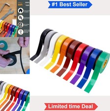 Electrical Tape 10 Rolls 3/4 Inch 66 Feet PVC Assorted Colors Waterproof 600V