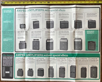Original Vintage Ampeg Amp Poster / Catalog / Flyer / Brochure /Mailer 19''x25''