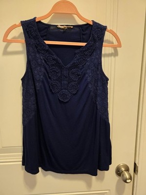Women's My Danielle Sleeveless Top - Size S - Navy Blue with some lacy overlay