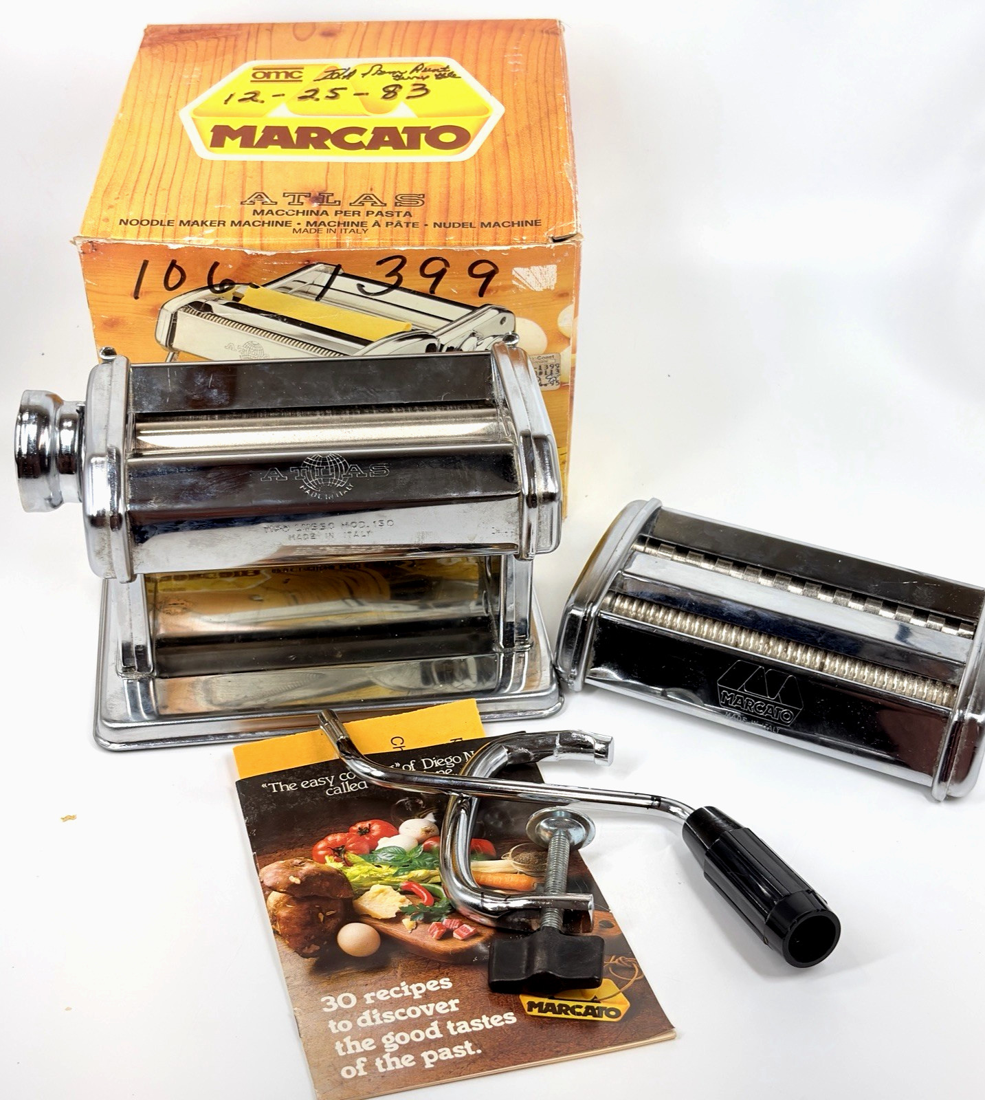 Marcato Atlas 150 Noodle Maker Machine Italy OMC Chrome Past
